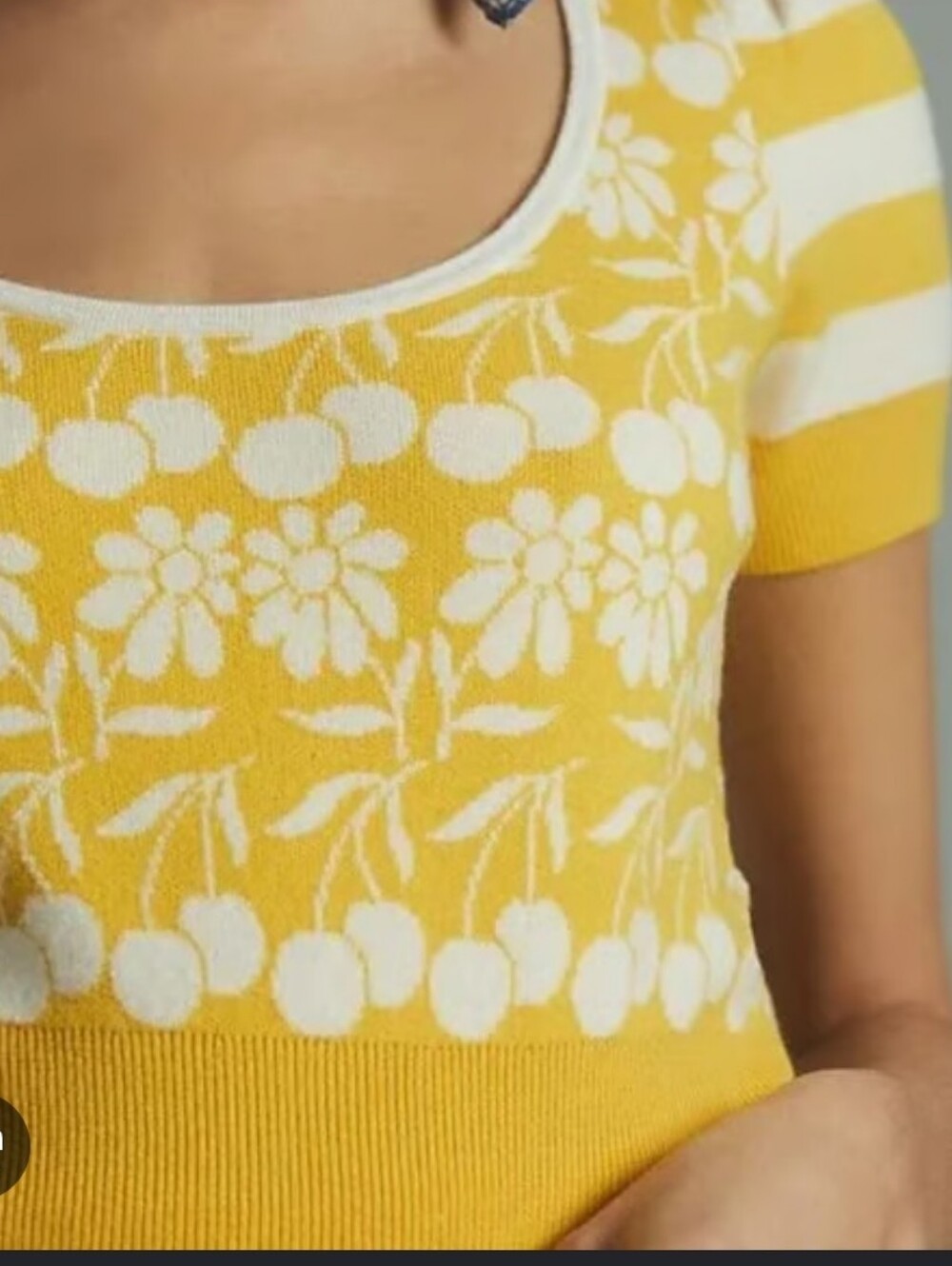 Anthropologie Women's Maeve Yellow Floral Boho Sweater Top | Open Back | Sz XS - Picture 4 of 13